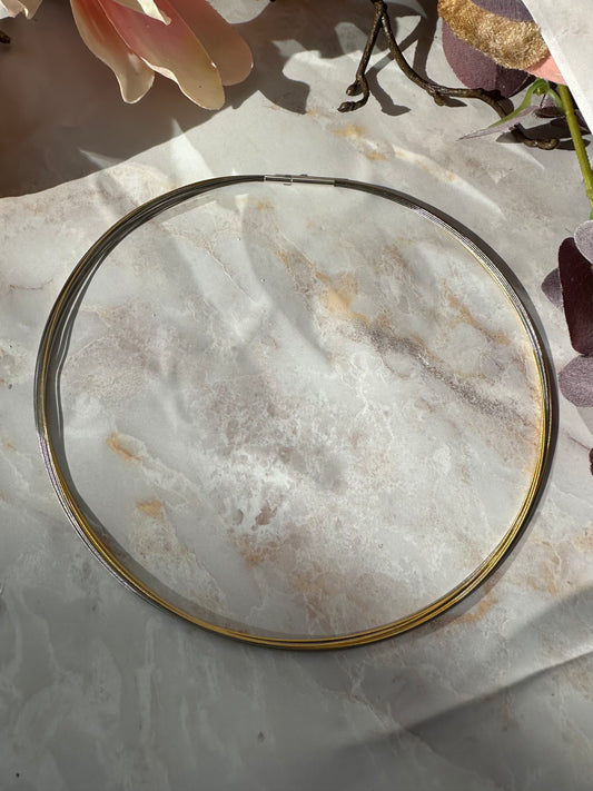 Collier Edelstahl bicolor vergoldet 12fach Wicklung
