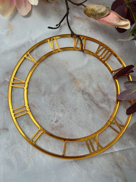 Acryl Ziffernblatt gelbgold 20cm