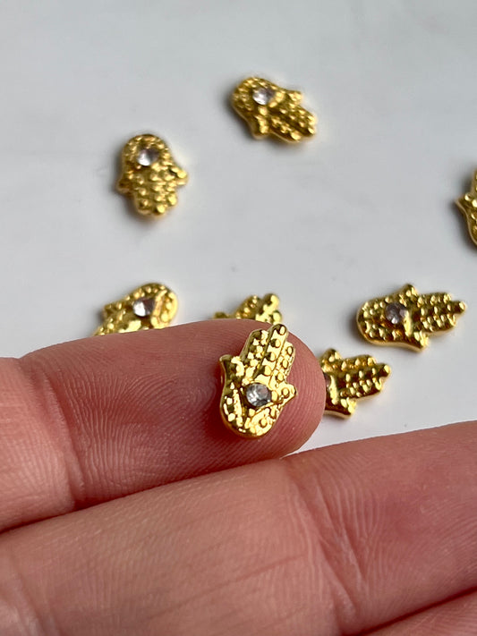 Hamsa Fatimas Hand in Zartgold mit Glitzersteinchen