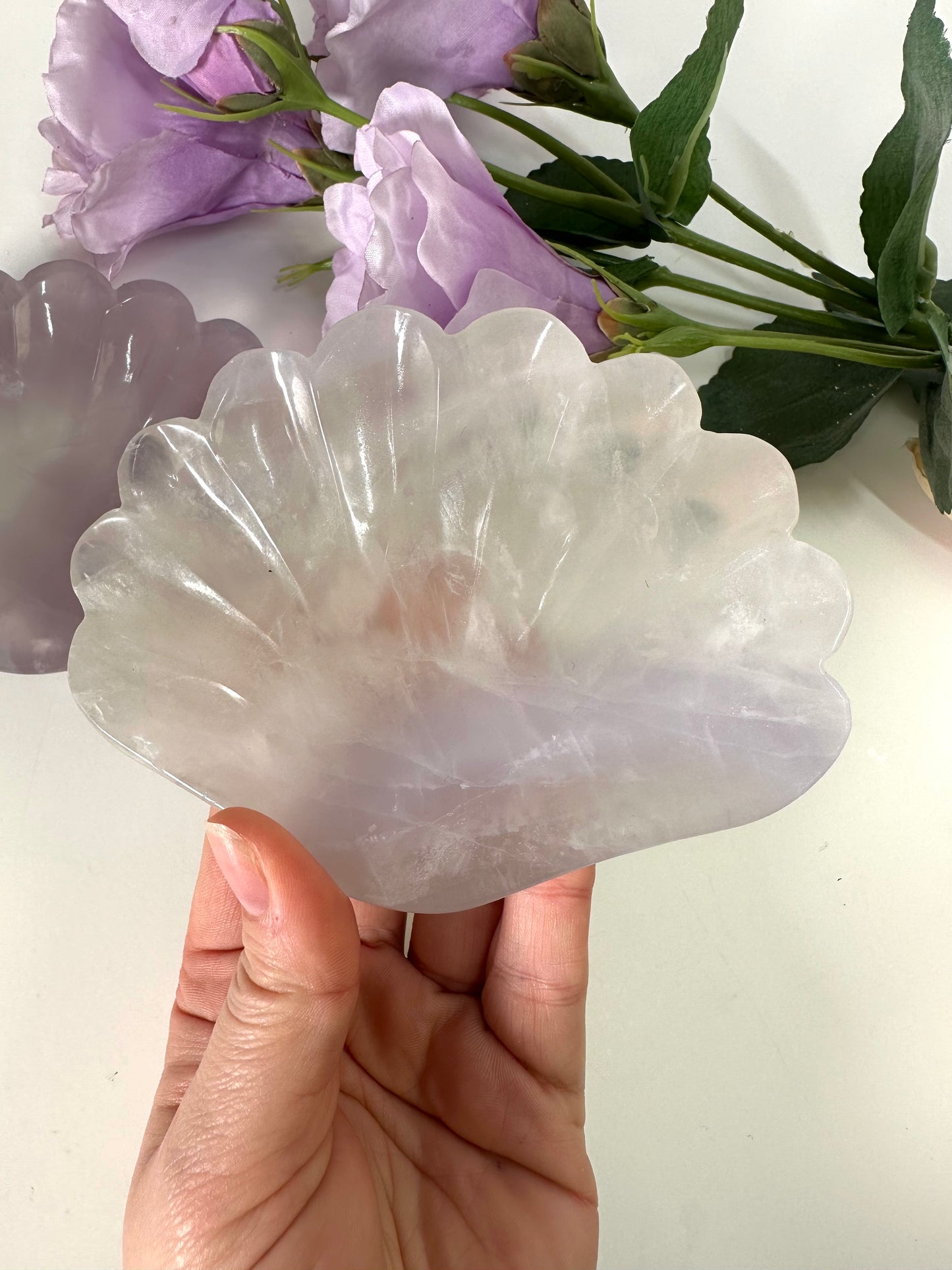 Lavendel Fluorit Muschel Schale