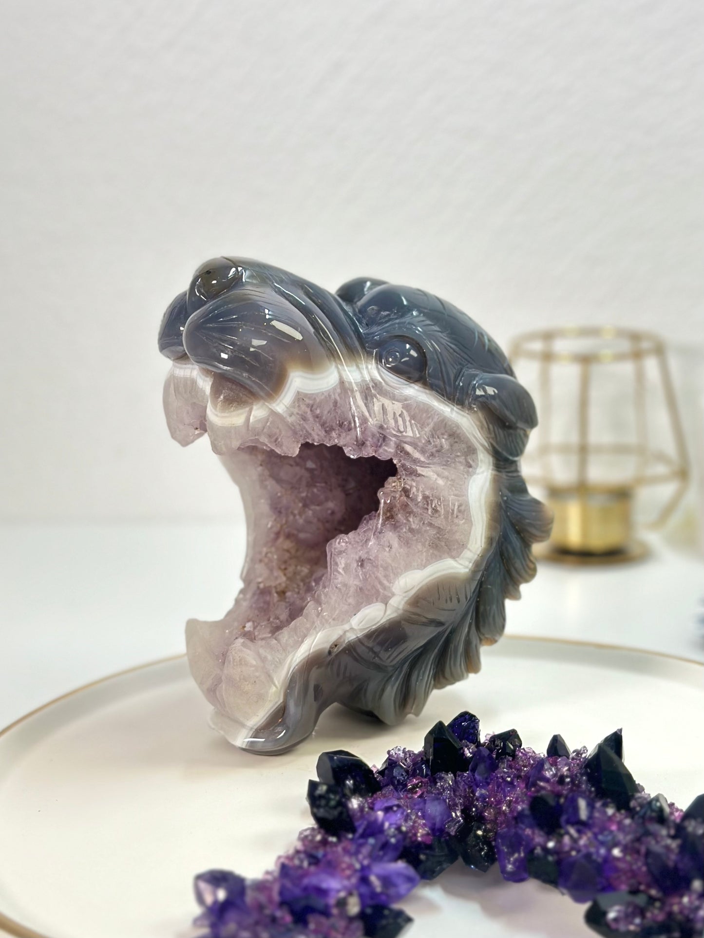 Amethyst Tiger Carving