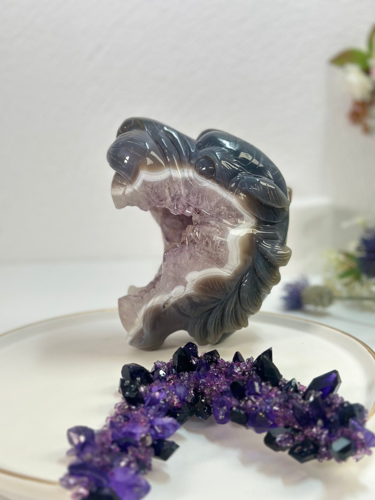 Amethyst Tiger Carving