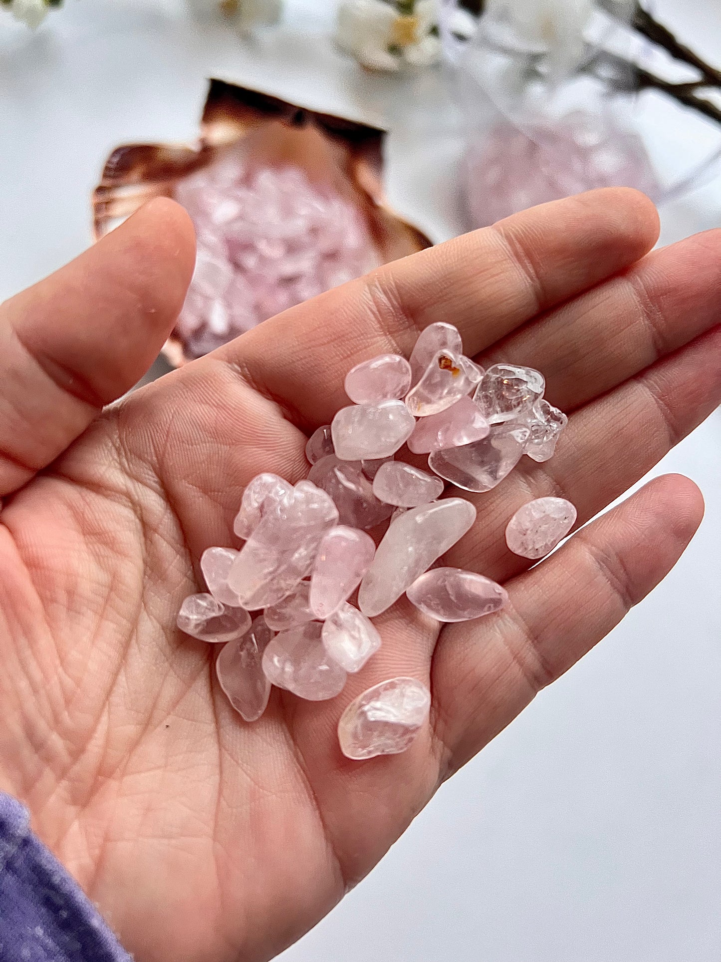 Rosenquarz Mini Chips Trommelsteine ca. 6-10mm