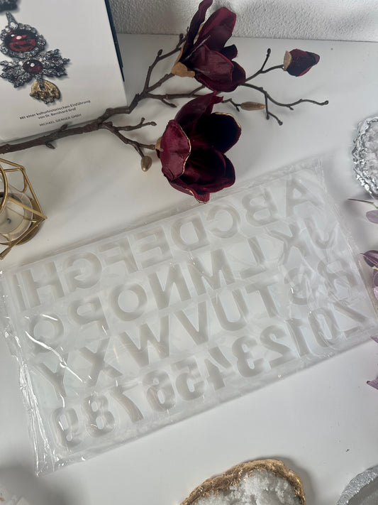Silikonform Buchstaben + Zahlen spiegelverkehrt