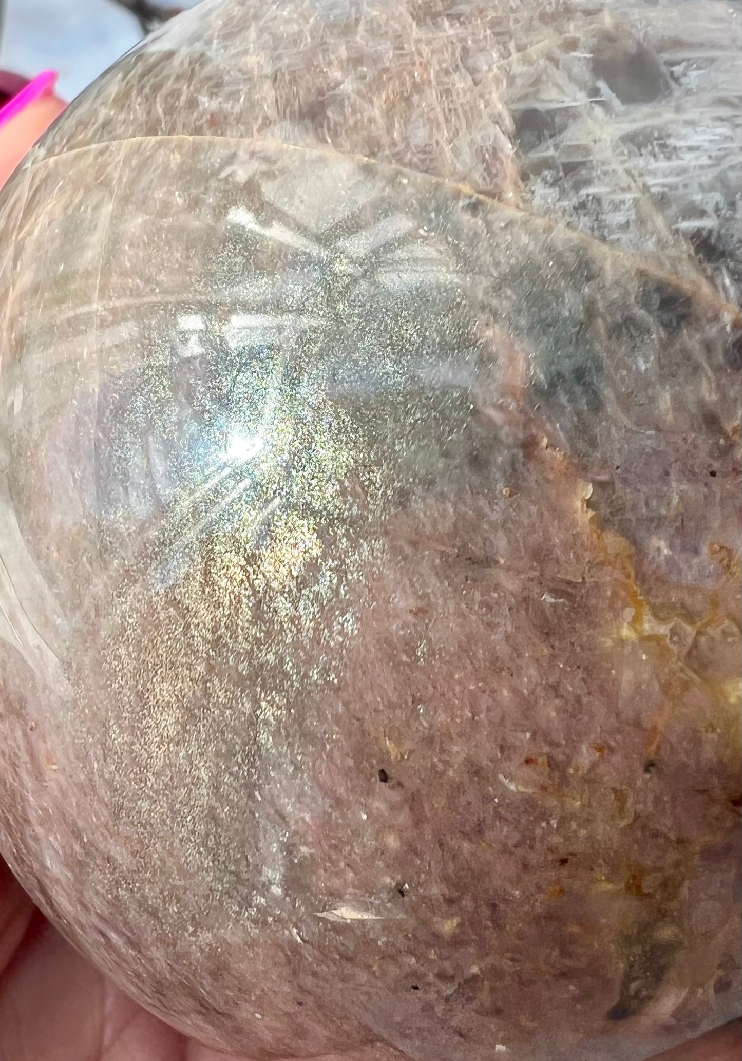 Dunkle Aprikosen Mondstein Kugel groß