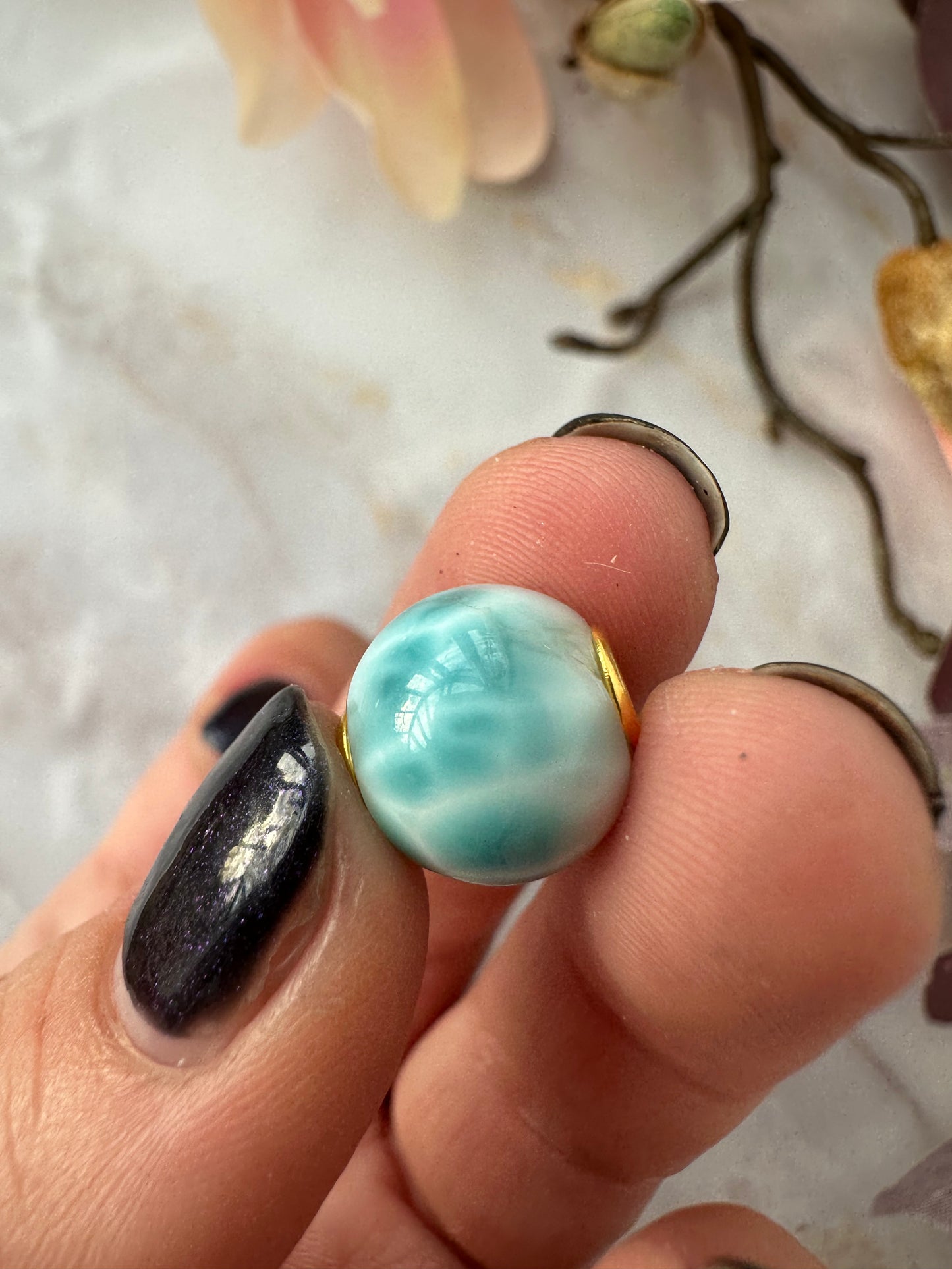 Larimar Kugel silber vergoldet Nr.45A