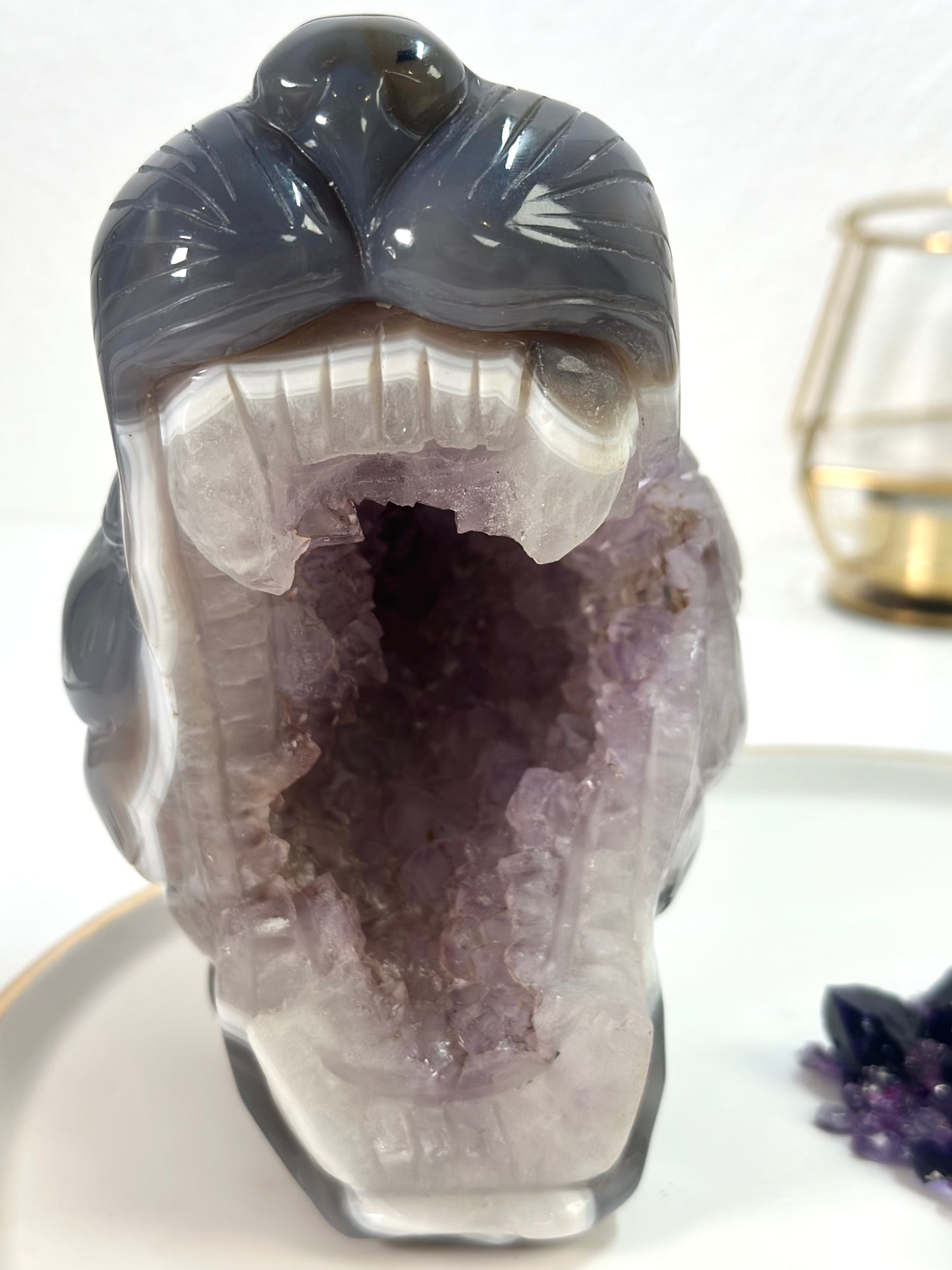 Amethyst Tiger Carving