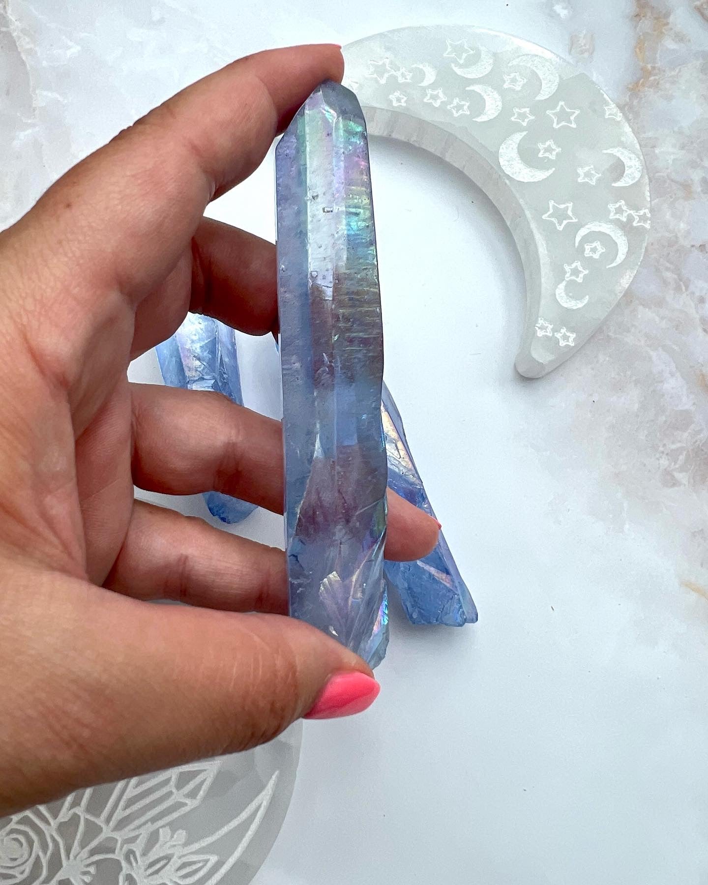 Angel Aura Quarz Spitze blau