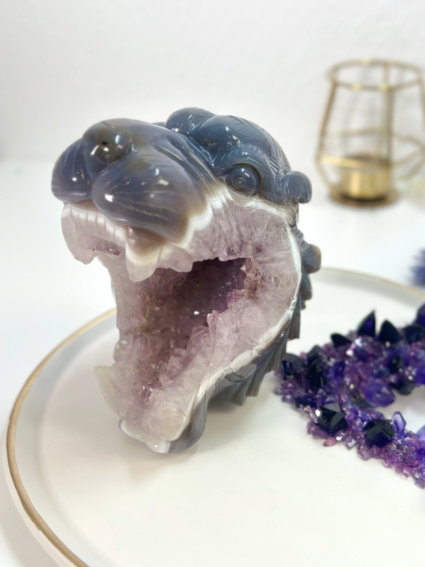 Amethyst Tiger Carving