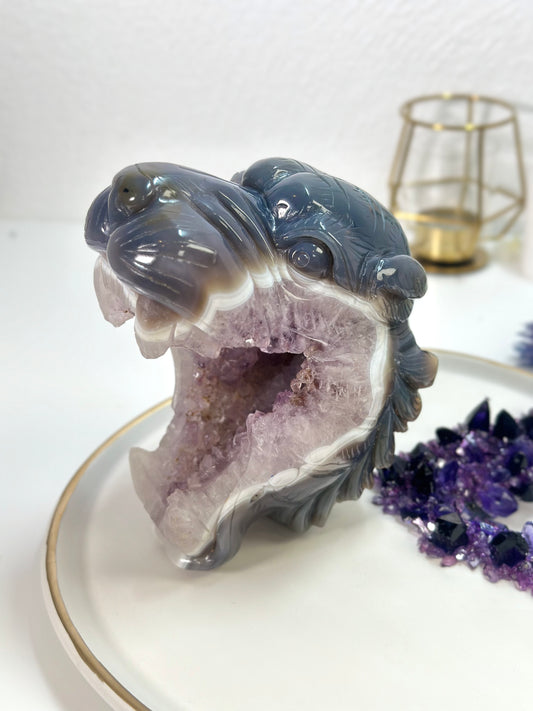 Amethyst Tiger Carving
